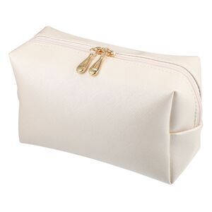 1 Pcs Travel Waterproof PU Leather Makeup Bag S Size Beige
